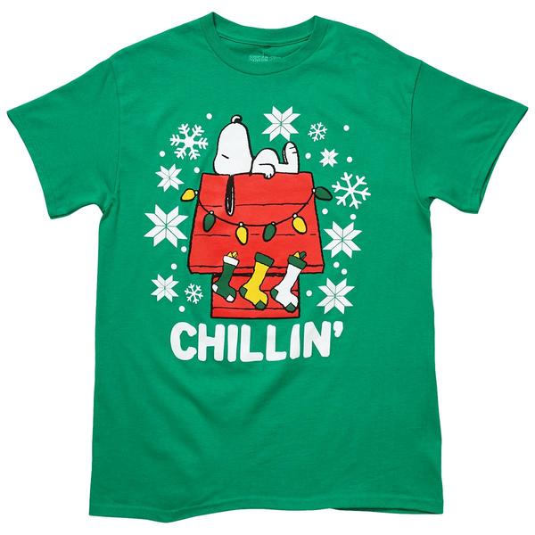 Young Mens Peanuts Snoopy Snow Short Sleeve Graphic Tee - image 
