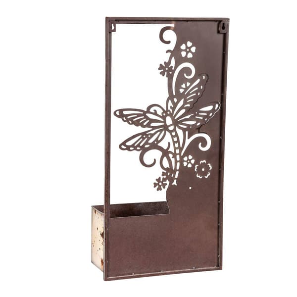 Evergreen Laser-Cut Metal Painted Dragonfly Plant Stand