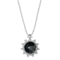 Symbols of Faith Pewter Round Black Enamel Cross & Lamp Rosary - image 1