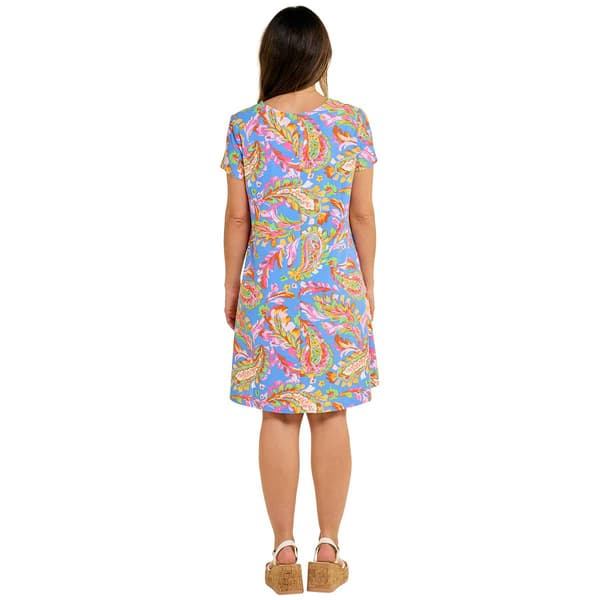 Plus Size Harlow & Rose Paisley Shift Dress-Ultramarine