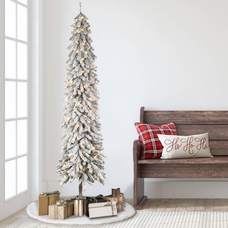 Puleo International 6ft. Pre-Lit Flocked Christmas Tree