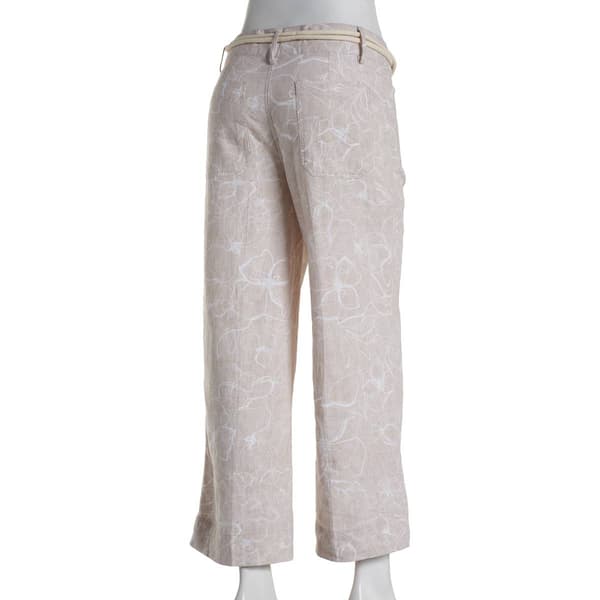 Womens Zac & Rachel Belted Wide Leg Linen Ankle Pants