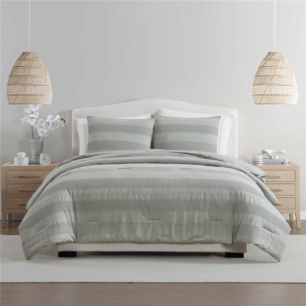 Palm Aire Harbor 3pc. Stonewashed Waffle Stripe Comforter Set - image 