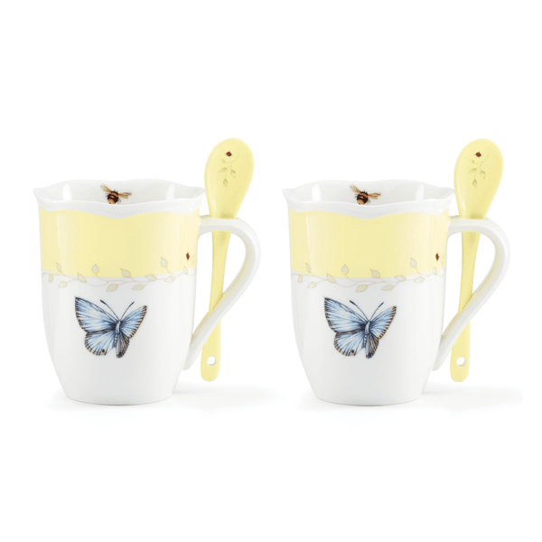 Lenox® Butterfly Meadow® Yellow Mugs with Spoons