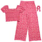 Girls (7-12) BTween(R) Floral Short Sleeve Smocked Top/Wide Legging - image 1
