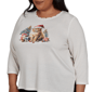 Plus Size Alfred Dunner Classics 3/4 Sleeve Santa Cat Tee - image 5