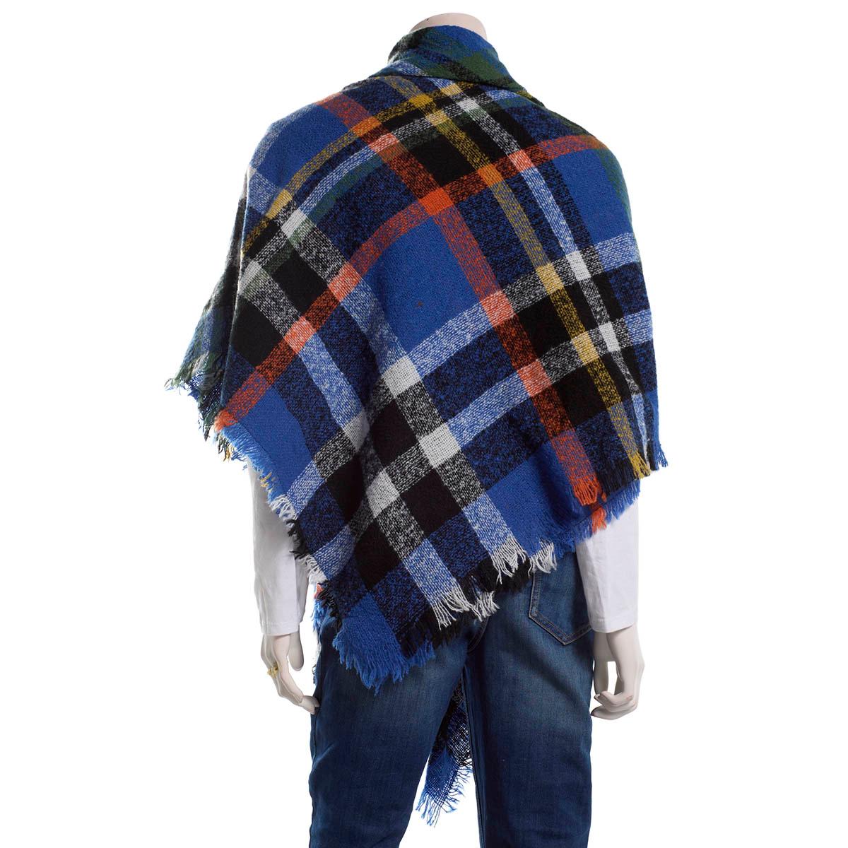 Womens Renshun Plaid Fray Edges Cape