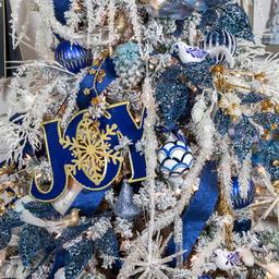 Northlight Seasonal 37in. Glittered Blue Fern Christmas Spray