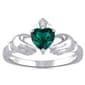 Gemstone Classics&#40;tm&#41; Sterling Silver Created Emerald Claddagh Ring - image 1