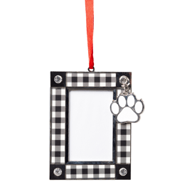 Northlight Paw Print Plaid Pet Photo Frame Christmas Ornament