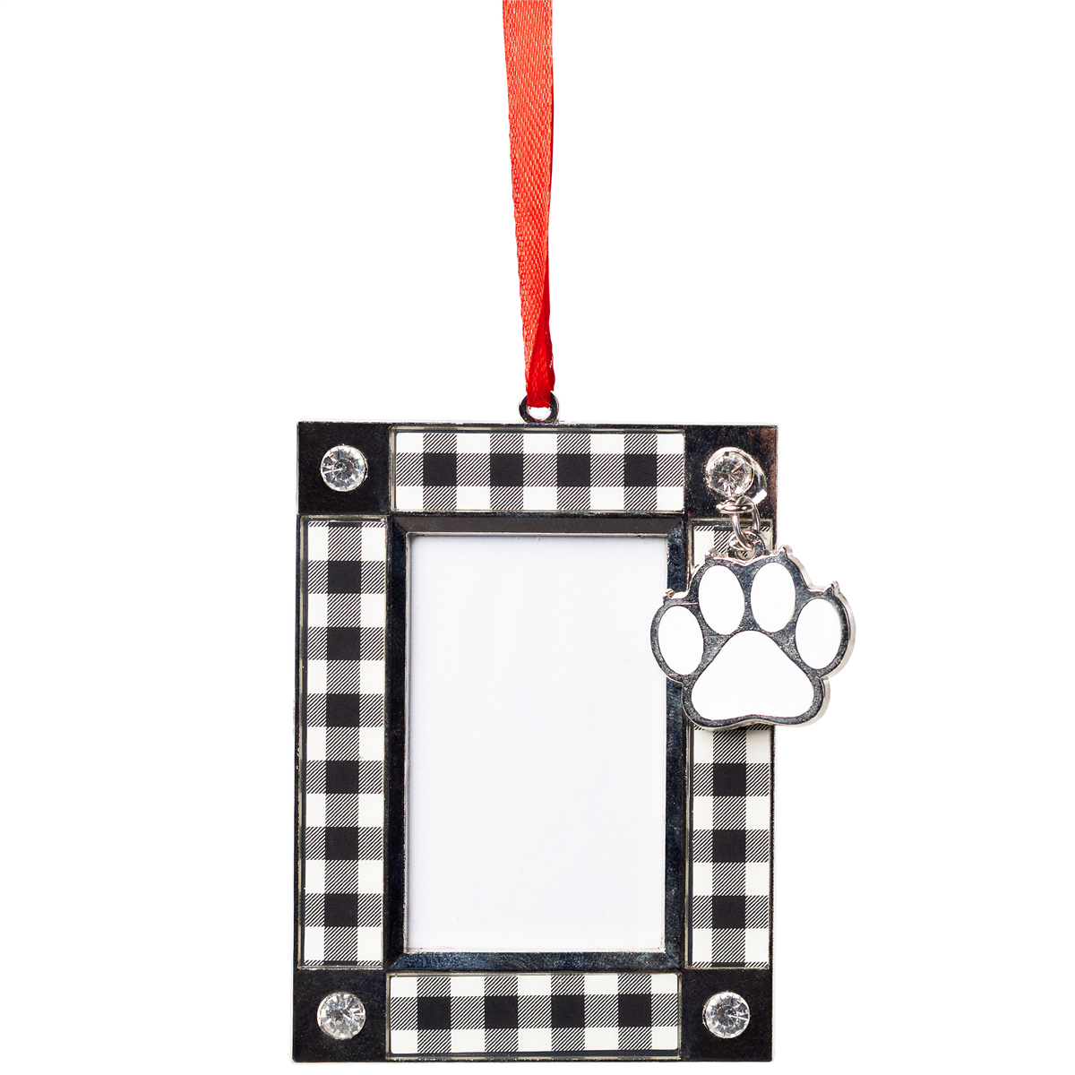 Northlight Paw Print Plaid Pet Photo Frame Christmas Ornament