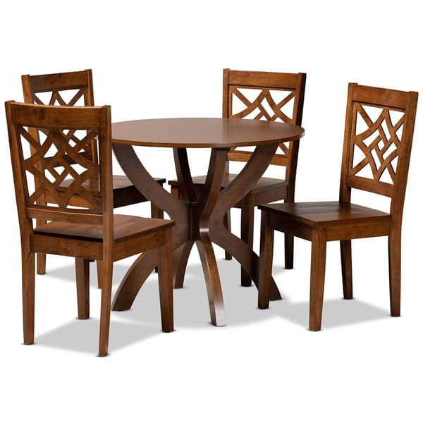 Baxton Studio Anila Walnut Brown Finished Wood 5pc. Dining Set - image 