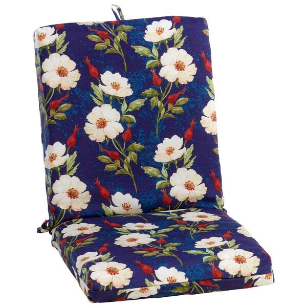 Jordan Manufacturing Floral Chair Cushion - Navy/Ivory - image 