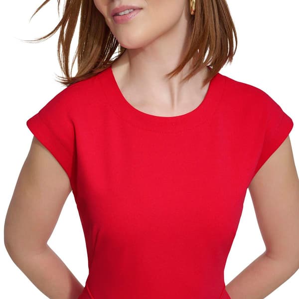 Womens Calvin Klein Cap Sleeve Crepe Fit & Flare Dress