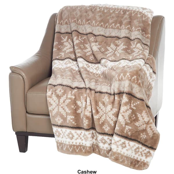 London Fog Faux Fur Fair Isle Snowflake Throw Boscov's