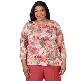 Plus Size Alfred Dunner Sedona Sky Watercolor Floral Burnout Top