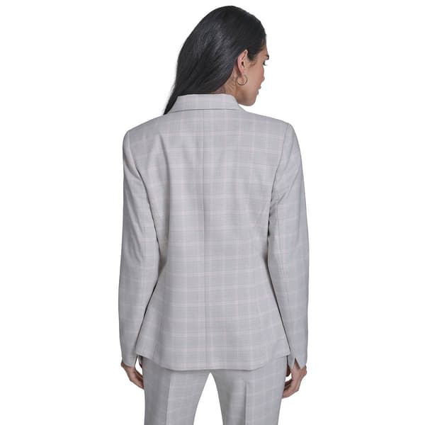 Womens Calvin Klein Long Sleeve Double Breasted Plaid Blazer