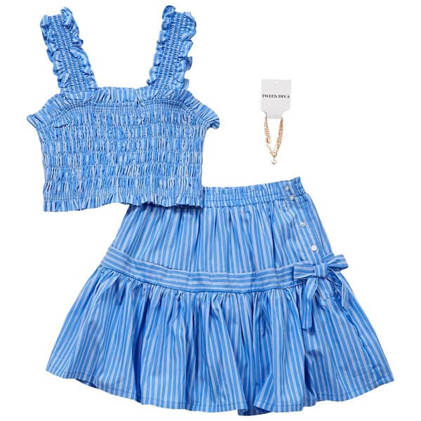 Girls (7-12) Rare Editions Sleeveless Smocked Top w/ Skort - image 