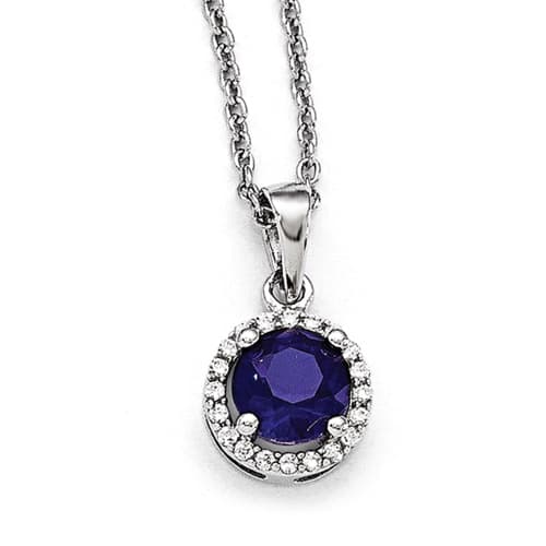Sterling Silver White & Blue Polished Necklace - image 