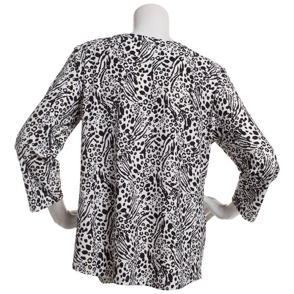 Womens Emily Daniels 3/4 Sleeve Jacquard Split Neck Blouse