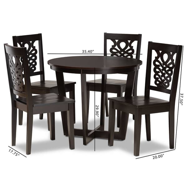 Baxton Studio Salida Dark Brown Finished Wood 5pc. Dining Set