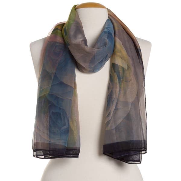 Womens Renshun Beautiful Floral SilkyOblong Scarf