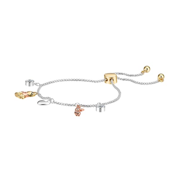 Shine Disney CZ Winnie the Pooh Motif Charm Adjustable Bracelet