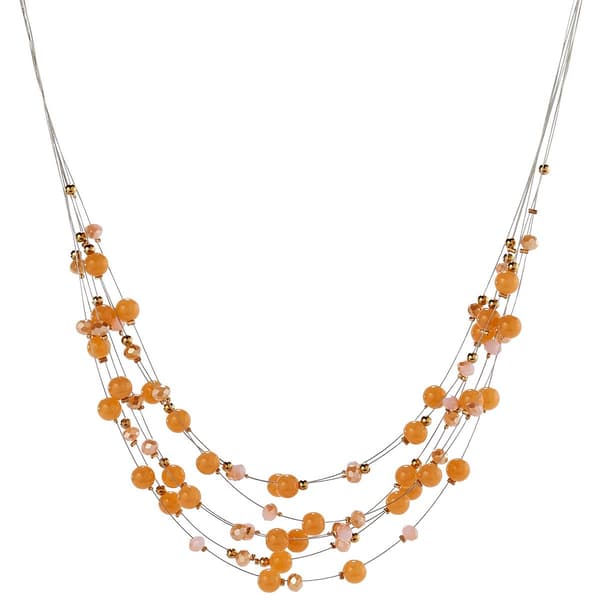 Ashley Cooper(tm) Multi Row Illusion Necklace with Peach Beads - image 