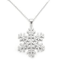 Silver Plated Sparkling Cubic Zirconia Snowflake Necklace