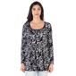 Womens 24/7 Comfort Apparel Floral Black Long Sleeve Tunic - image 1