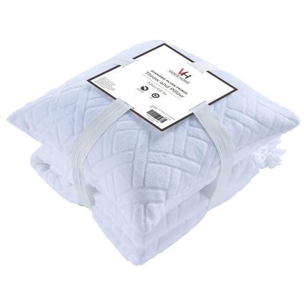 Videri Home Diamond Fringe Plush Throw & Pillow Gift Set