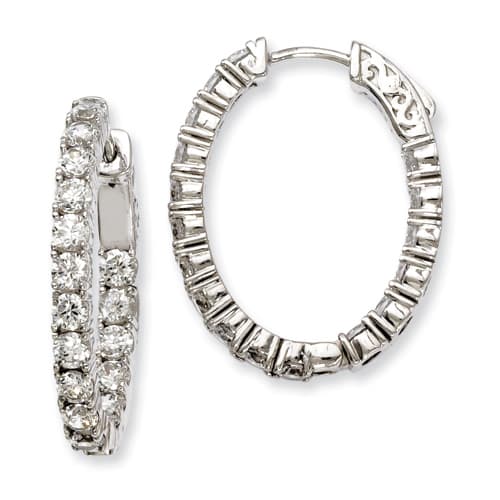 Sterling Silver 21mm x 27mm Oval Hoop Earrings - image 
