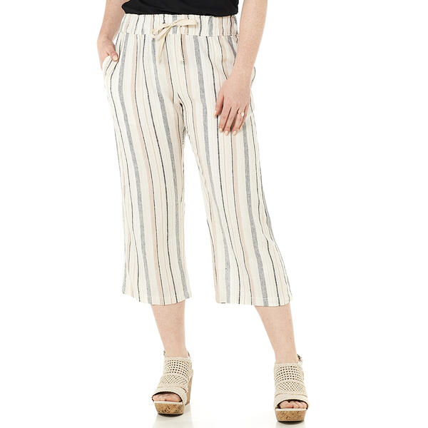 Womens da-sh Linen Stripe Capri Pants - image 