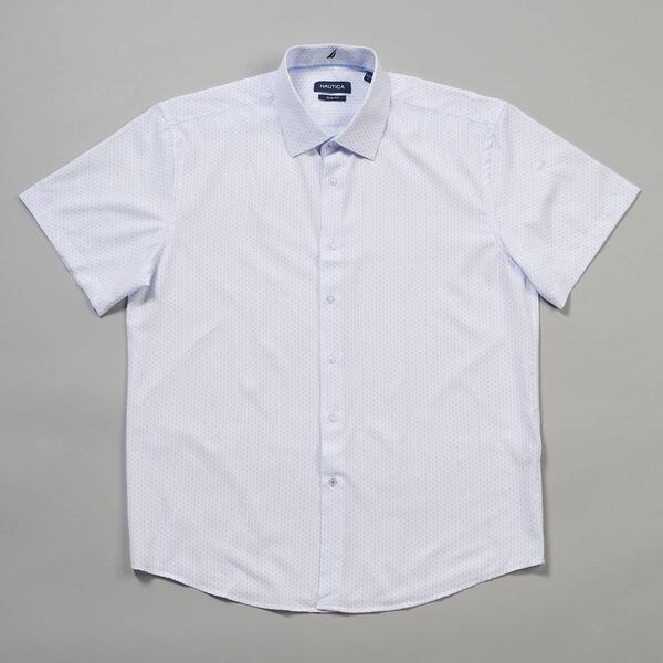 Mens Nautica Short Sleeve Slim Fit Super Dress Shirt - White/Blue - image 
