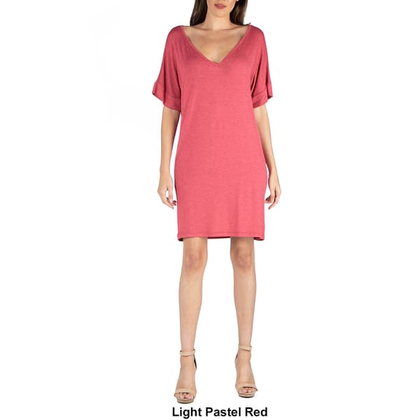 Womens 24/7 Comfort Apparel V-Neck Loose T-Shirt Dress