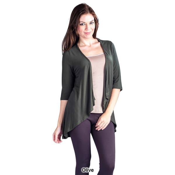 Womens 24/7 Comfort Apparel Elbow Length Sleeve Open Cardigan