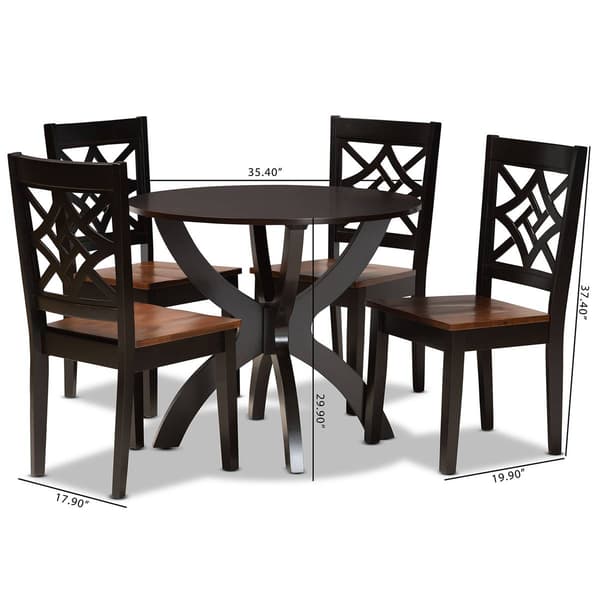 Baxton Studio Anila Two-Tone Dark Brown Wood 5pc. Dining Set
