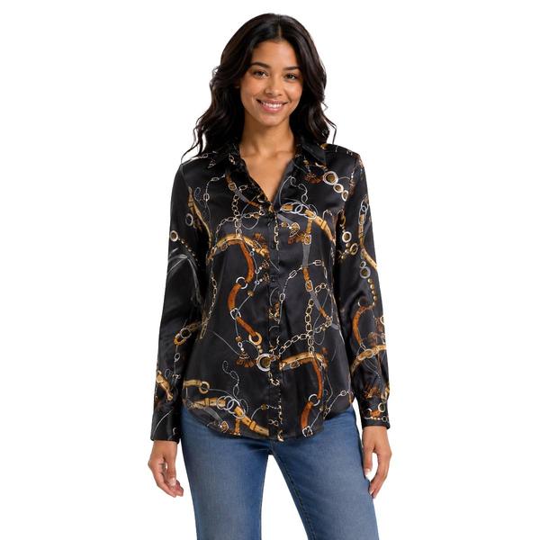 Juniors A. Byer Chain Portofino Button Up Blouse