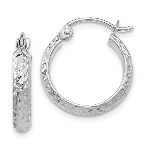 Gold Classics&#40;tm&#41; 14kt. White Gold 15mm Hoop Earrings - image 