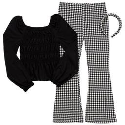 Girls (7-12) BTween® Smocked Top with Houndstooth Leggings