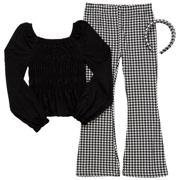 Girls (7-12) BTween® Smocked Top with Houndstooth Leggings