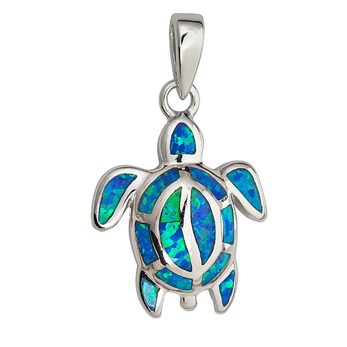 Gemstone Classics™ Created Opal Blue Turtle Necklace