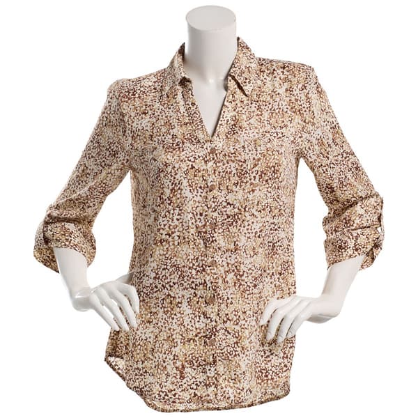 Juniors A. Byer Cheetah Portifino Button Up Blouse - image 