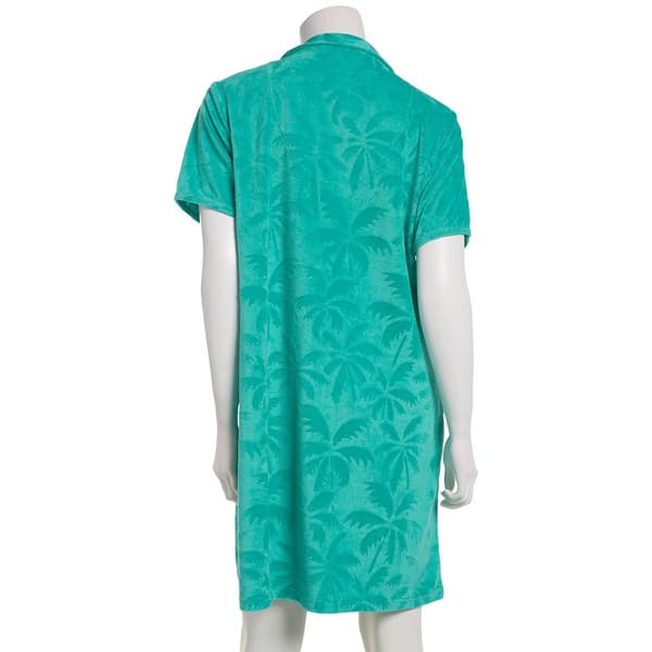 Plus Size Jasmine Rose Short Sleeve Palm Textured Pique Zip Robe