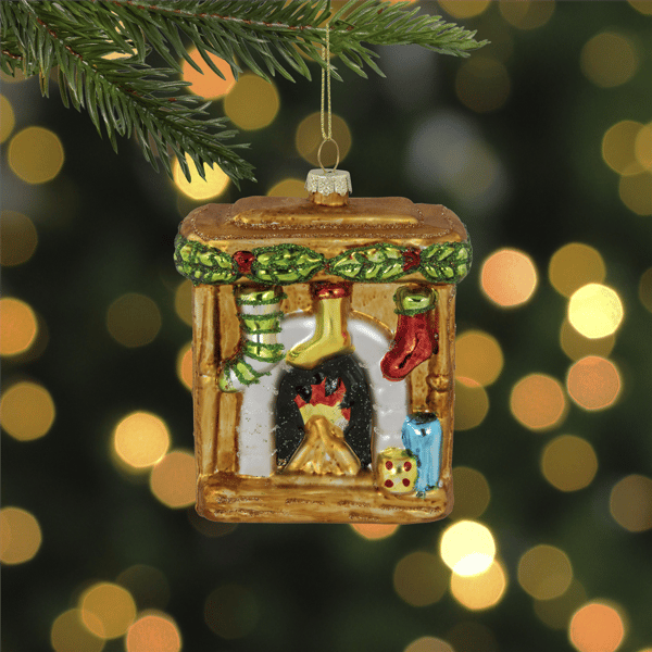 Northlight Bronze Glittered Fireplace Glass Christmas Ornament
