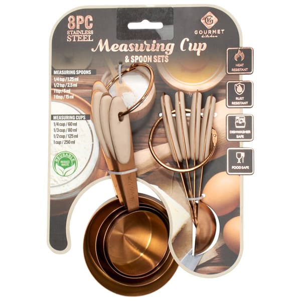 Gourmet Kitchen 8pc. Steel & Silicone Measuring Cup Set - image 