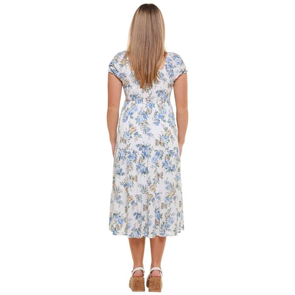 Juniors No Comment Emmeline Floral Smocked Gauze Midi Dress