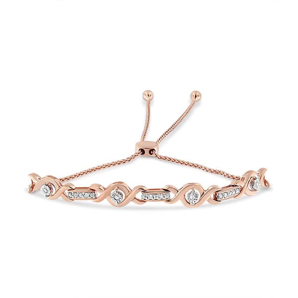 Haus of Brilliance Rose Gold Over Silver Twist Bolo Bracelet