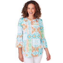 Womens Ruby Rd. Spring Breeze Knit Eclectic Medallion Top