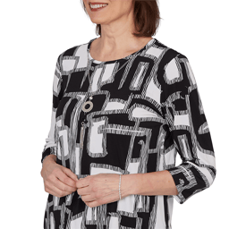 Womens Alfred Dunner Classics Geometric Abstract Blouse